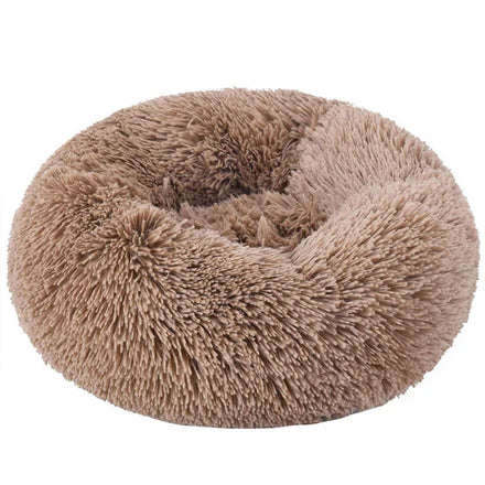 Calming Anti-Anxiety Donut Dog Bed Fuzzy Fluffy Fur Pet Cushion Machine Washable Dog Bed Nest Dog Accessories