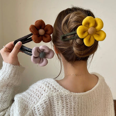 NEW JO Brand Flower Style 12CM Duck Beak Large Shark Hair Holder Fabric PC Metal Women Daily Use Fashion Accessories 2 Colours