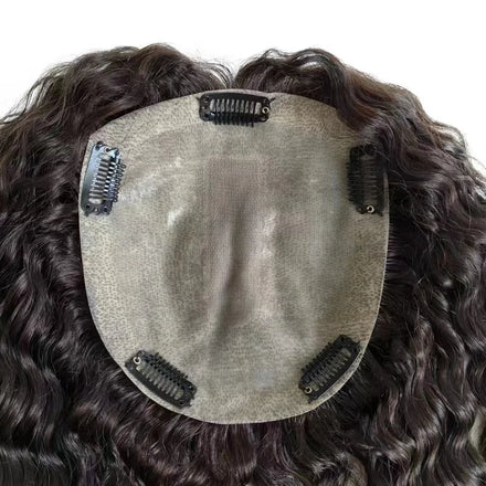 LONGFOR Clip in Hair Toupee European Remy Hair 613# Human Hair Silk Topper for Black Women