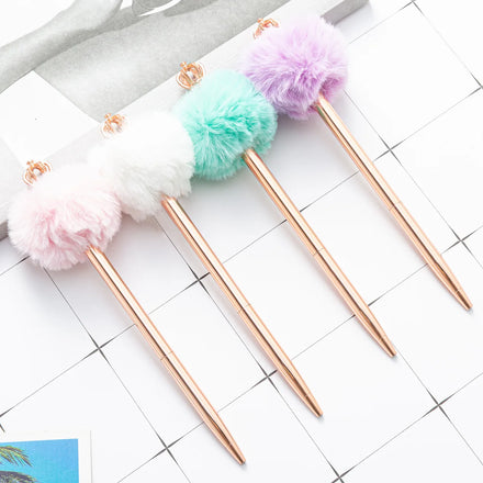 Wholesale Creative Gift Hairball Pen Hair Ball With Logo Ballpoint Pens for School Students Universal Mackpen