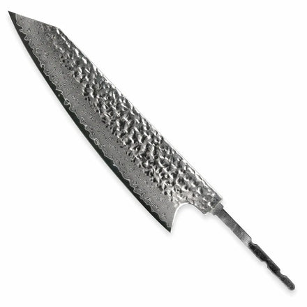 CW190K1 Kitchen Knife Blank Blade Kiristsuke Knife Damascus Blalde Hammer Pits Texture Partial Tang Handle DIY Knife Blade