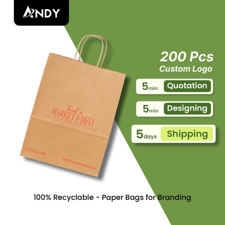 Custom Brown Kraft Paper Bag Clear Window Classic for Bread Sandwich Square Andy Flexo Printed Bag Accepts Custom Designs