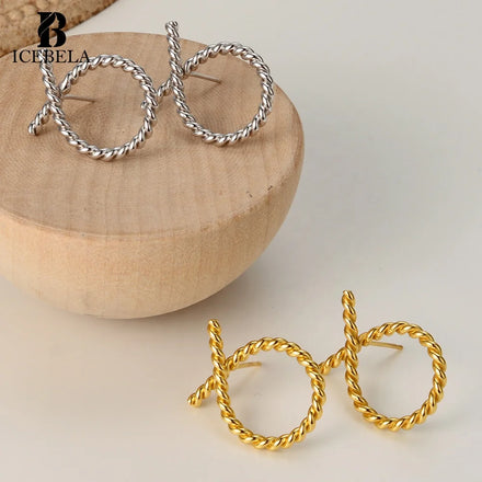 ICEBELA Design Sense Handmade 925 Sterling Silver Earrings Women Fashion Simple Winding Line Temperament Earrings
