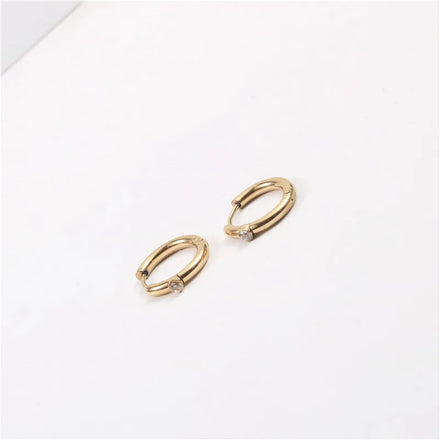 Fenny 18K PVD Plated Wholesale Waterproof High End Stylish Permanent Simple Zirconia Stainless Steel Huggie Earring for Women