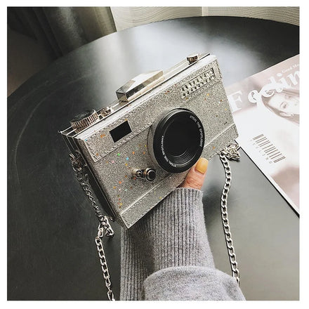 New Product Ideas Woman Satchel Metal Frame Shiny Camera Sequin Fabric Buckle Evening Small Messenger Purse Crossbody Bag