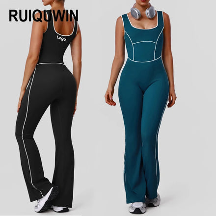 RUIQUIWN OEM 2026 Plus Size Women Jumpsuits Rompers Running Fitness Integrated Workout Jumpsuit Fitness Yoga Wear