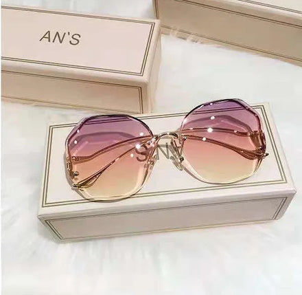 Custom 2024 Newest Luxury Metal Women Sunglasses Rimless Uv400 Classic Designer Gradient Square Sunglasses Female
