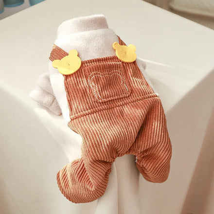 Pet Corduroy Overalls Suitable for Small Medium Dogs Warm Soft Cat Dog One-Piece Pants Puppy Clothes