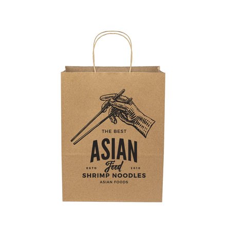 2023 China Hot Selling Recycled Kraft Paper Food Gift Shopping Goodies Bags with Handles Customizable Logo Printed