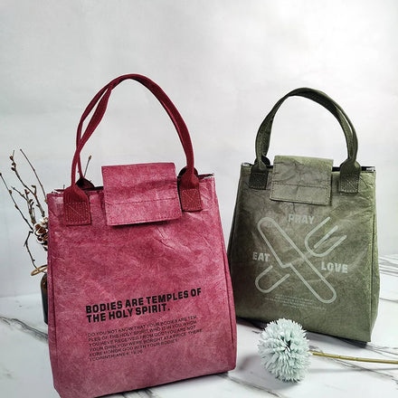 Custom Logo Outdoor Kraft Paper Tyvek Thermal Picnic Cooler Kids Insulated Lunch Bag