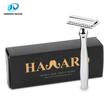 Double Edge Safety Razor in Shining Silver Zinc Alloy Durable and High Quality Razor for Smooth Shave