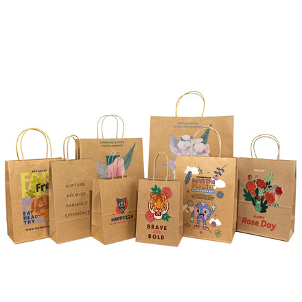 New Arrival China's Hot Selling Brown Kraft Paper Specialty Food Shopping Bags with Handle Personalized