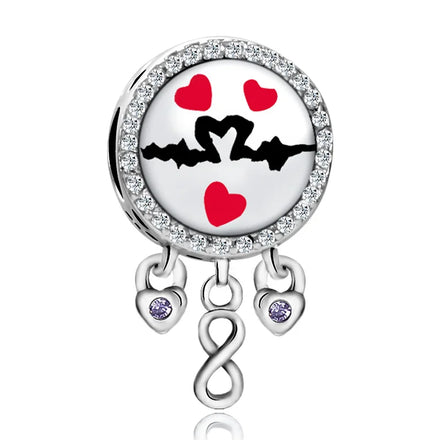 Fashion Plata 925 Silver Electrocardiogram Charms Pendant for Original Charm Bracelet Making Women Jewelry