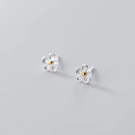 Korean Style 925 Sterling Silver Sweet Flower Stud Earrings for Women Wedding Jewelry Gifts