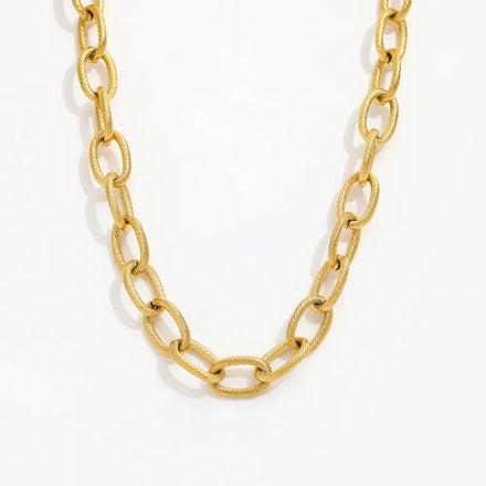 Fenny Wholesale 18K PVD Plated No Fade Fast Delivary Basic Solid Chunky Stainless Steel Choke Chain Necklace for Women