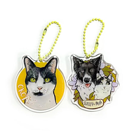 Custom Clear Printed Double Glitter Epoxy Resin Acrylic Charm Keychain with Star Buckle for Gifts