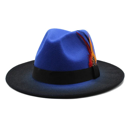 Fashion Women Vintage Printed Ombre Fedoras Feather Wholesale Fedora Hats