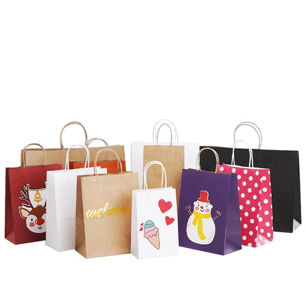 Custom Printed Logo Reusable T-Shirt Packaging-Luxury Boutique Classic Paper Bag Ribbon Handle Garment Cloth Apparel Storage