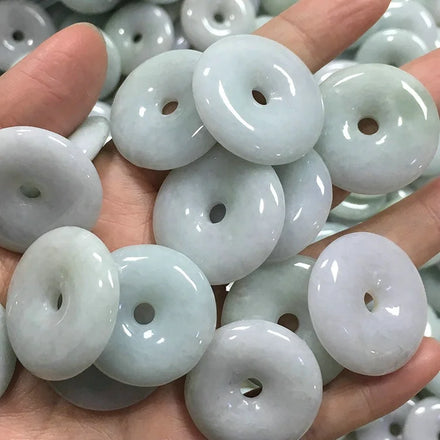 Natural 24-25MM Jade Donut Charm Pendant Lucky Peace Safe Ring Circle Jade Pendant for DIY Jewelry Making