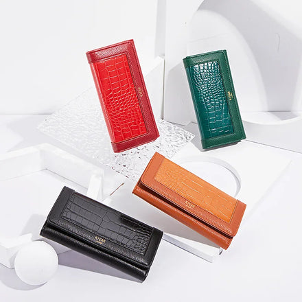 New Women's Wallet Long Women's Wallet Crocodile Pu Leather Buckle Women's Handbag Purse
