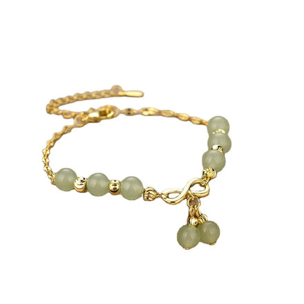 Fashion Jewelry Wholesale Natural Crystal Gemstone Tumble Beads Jade Handmade Link Bow Bracelet for Women
