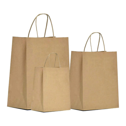 Restaurant Coffee Shop Food Carryout Cheap Packaging Tamper Resistant with Handle Brown Paper 42*13*31 Takeout Bag