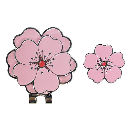 Magnetic Golf Ball Marker with Hat Clip Pink Peach Flower Design Alloy Golf Accessories Perfect Gift for Golfers