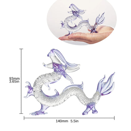 Crystal Dragon Statue Hand Blown Glass Dragon Figurines Decoration for Home Lucky Feng Shui Decor