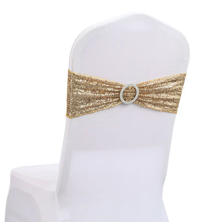 Premium Sequin Chair Sashes 100% Polyester Plain Home Wedding Banquet Birthday Party Hotel Chair Sashes