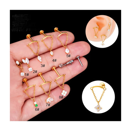 ERESI G23 Titanium 16G Ear Stud Piercing Internal Thread Labret Tragus Helix Daith Cartilage Earrings Lip Stud Jewelry for Women