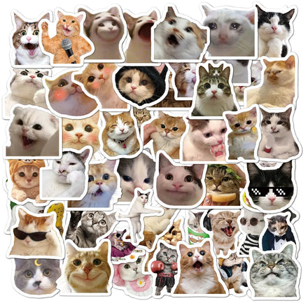 50pcs in Stock PVC Label Sticker Printing Waterproof Self Adhesive Vinyl Packaging Cat Die Cut Sticker for Luggage Laptop