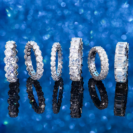 Wholesale Gold Plated Silver 925 Round Emerald Princess Ice Eternity White Tennis Vvs Mossanite Moissanite Diamond Hip Hop Ring