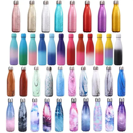 LASER LOGO FREE Reusable Stainless Steel Double Walled Vacuum Insulated Cola Shape Sport Water Bottles