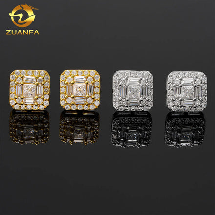48hours Fast Shipping 925 Silver White Gold Plated VVS GRA Certificate Moissanite Diamonds Stud Earrings Screw Back