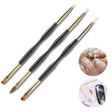 Ready to Ship 3 Pcs Nail Art Brushes Set Gel Polish Design Pen Painting Tools Striping Nail Art Brushes for Nail Gel Brush