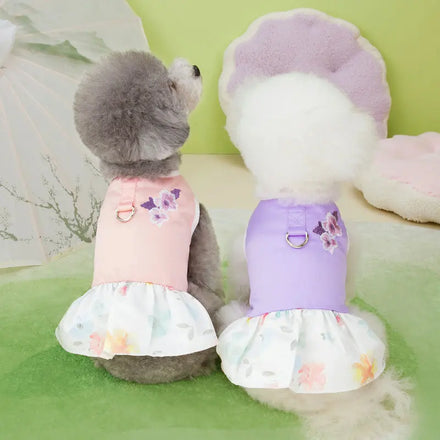 Korean Hot Sale Holiday Birthday Hanbok Dog Clothes Fancy Floral Dog Cat Dress Wholesale Pet Clothing on Sale