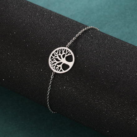 Tree Bracelet for Women Charm Gold Plated Stainless Steel Bracelets