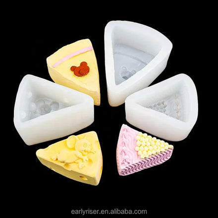 Early Riser Triangular Cheese Mouse Bear Cake Cheese Shape Cake Pudding Dessert Aromatherapy Candle Decorative Silicone Mold