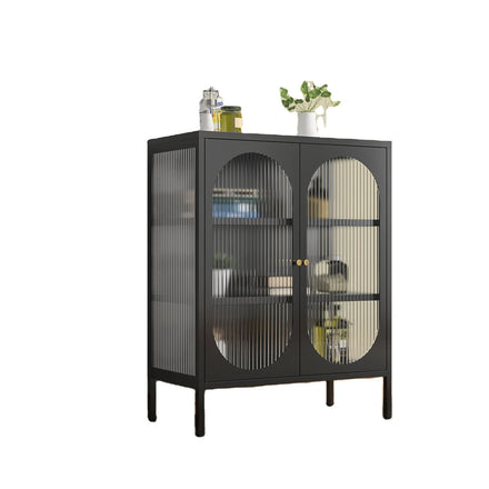 Modern Steel Sideboard Buffet Cabinets for Home Bar & Bathroom Extendable Dining Room Furniture Storage Black Stylish