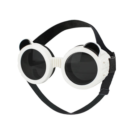 Dog Sunglasses Outdoors Pet Panda Goggles Anti-UV/Windproof/Dust Proof Pet Goggles With Adjustable Strap in Black/White