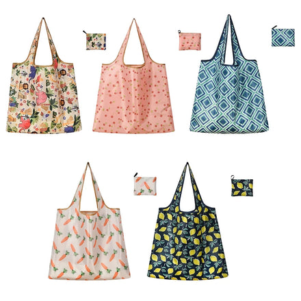 Customized Large Recyclable Polyester/Nylon Shopping Bag PET Eco-friendly Reusable Folding Supermarket Grocery Pouch Customized