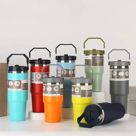USA Warehouse 30oz Student Flip Straw Tumbler Double Walled Vacuum Insulated Water Bottle for Dye Sublimation Heat Press