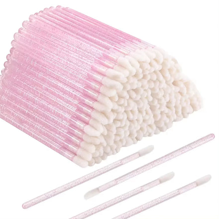BL 50pcs/bag Disposable Crystal Rod Lip Brush Wands Lint Free Lip Gloss Lipstick Gloss Wands Applicator Lip Brush