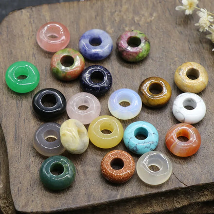 Jewelry Women Wholesale Gemstone Spiritual Healing Natural Stone Rondell Spacer Donut Round Pendant for Jewelry Making