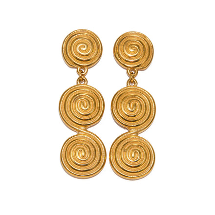 New Style Trendy 18K Gold Plated Stainless Steel Thread Loop Pendant Earrings for Wedding Engagement Gift Party