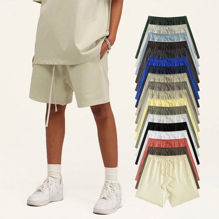 Unisex Cotton Blending 440G Heavyweight Jogger Shorts Loose Design Pattern Custom Logo Casual Summer Board Shorts