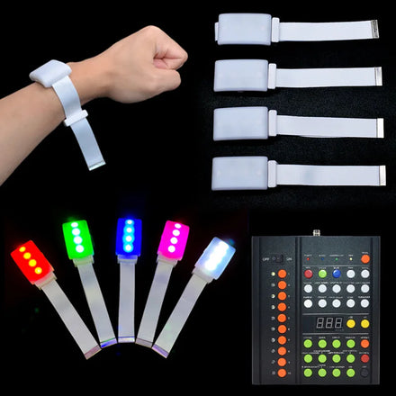 Events Parties Concert Wireless Distance Wristband Remote Control Dmx Glowing Led Bracelet for 15 Colors Changing