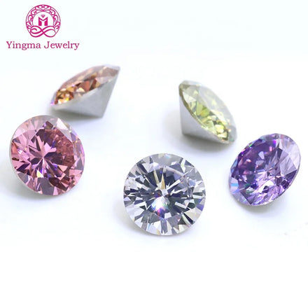 Best Artificial Loose Gemstones Multicolor Round Shape 0.9mm to 3mm Coating Cz Stones Plating Silver Bottom Cubic Zirconia