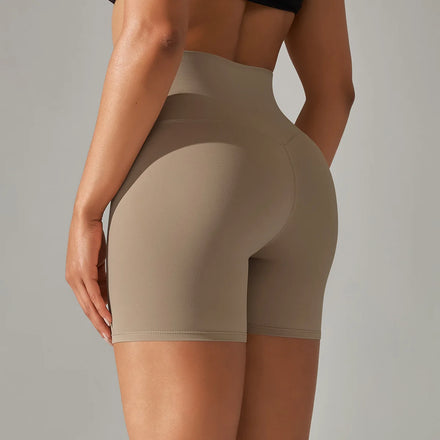 Custom OEM Nylon Spandex High Waist Quick Dry Gym Yoga Shorts Set for Women