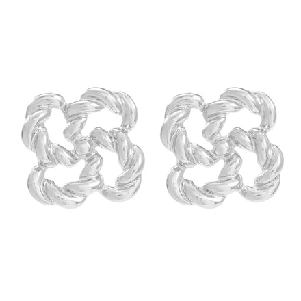 JL18563 New Alloy Flower Earrings European and American Earrings Women's Fashion Fried Dough Twists Shaped Flower Earrings